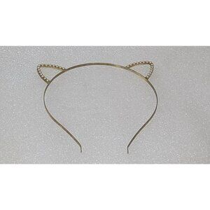 Gold Cat Ear Headband With Faux Pearl Detailing